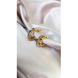 Aretes #37 doble Zirconia negro