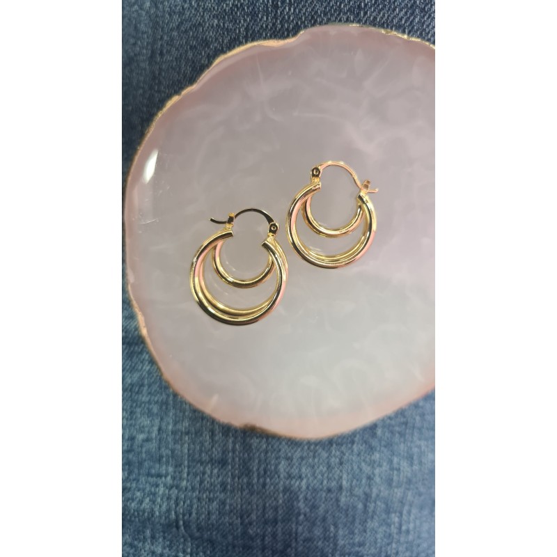 Arracadas triples doradas #80