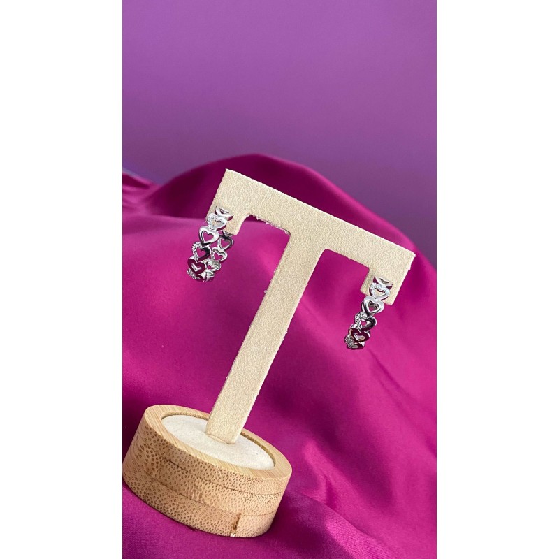 Arracadas corazon zirconia plateadas #84