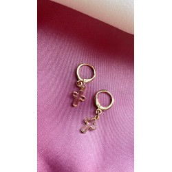 Arete cruz hueca mini 1 pieza #V7