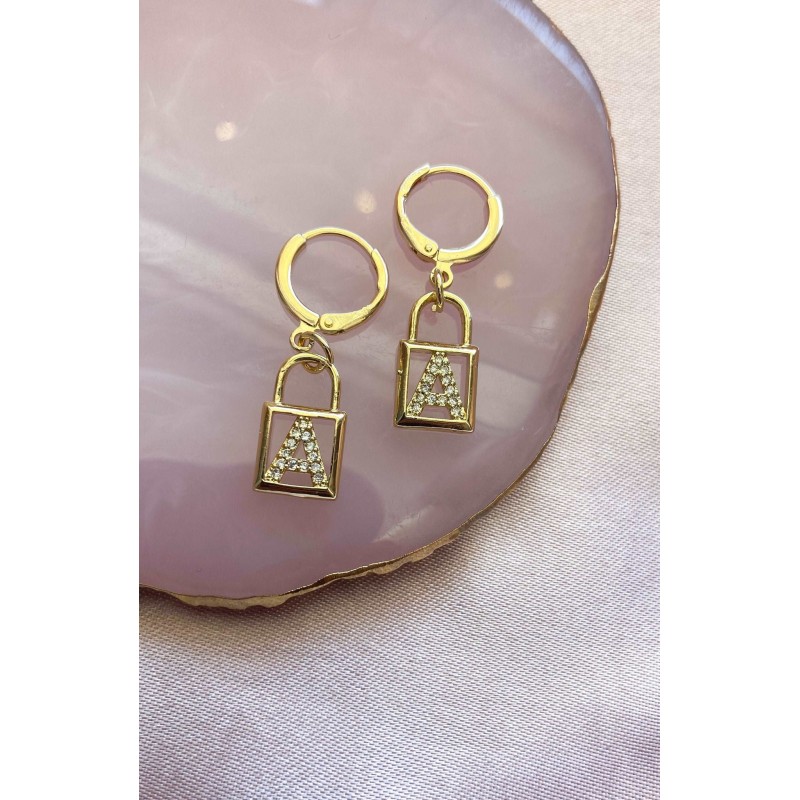 Arete candado inicial zirconia 1 pieza #20