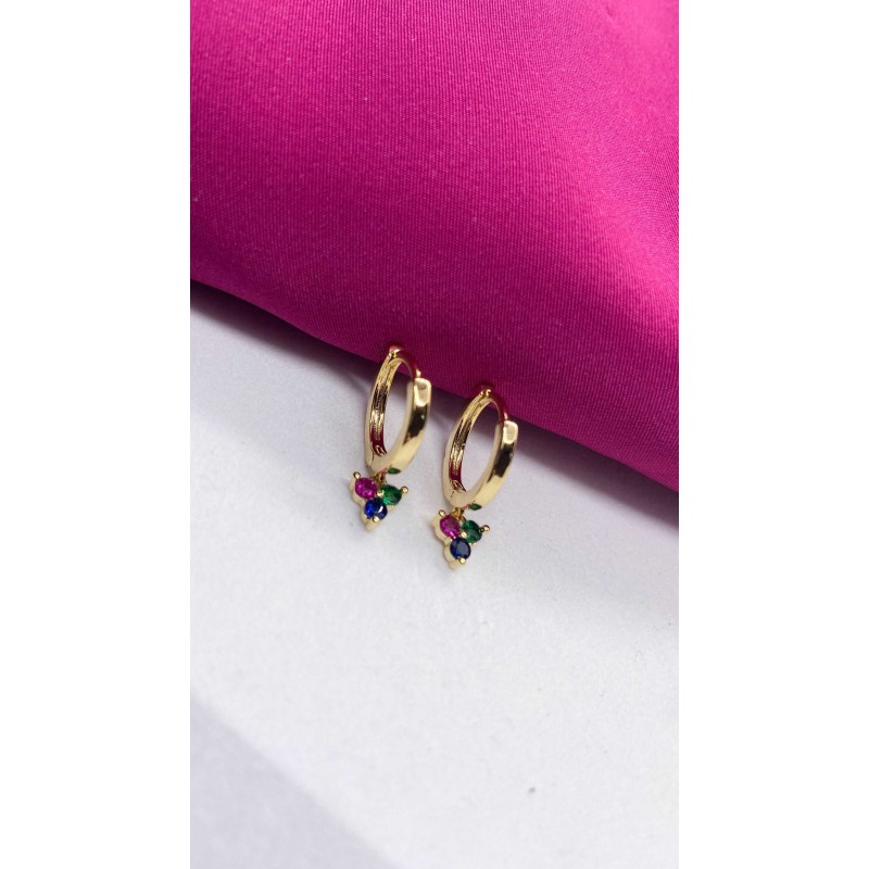 Aretes Zirconia #14 trebol colores