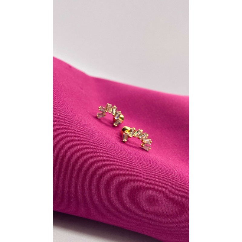 Aretes #48 medio circulo Zirconia