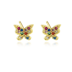Aretes #33 mariposa Zirconia colores