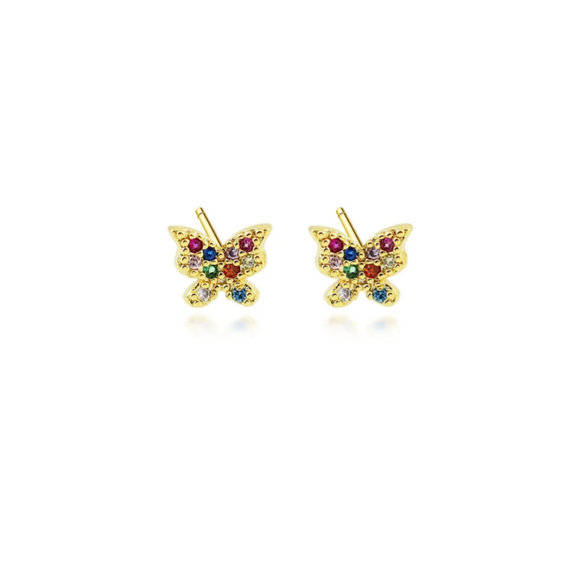 Aretes #33 mariposa Zirconia colores