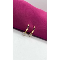 Aretes# 12 zirconia trebol cristal