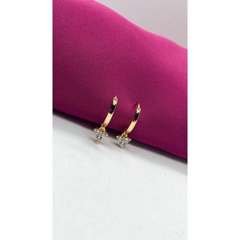Aretes# 12 zirconia trebol cristal