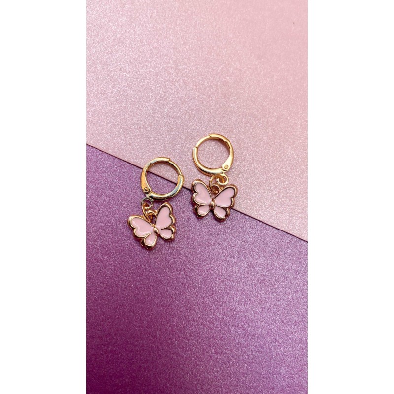 Arete Mariposa Rosa #Q13 (1 pieza)