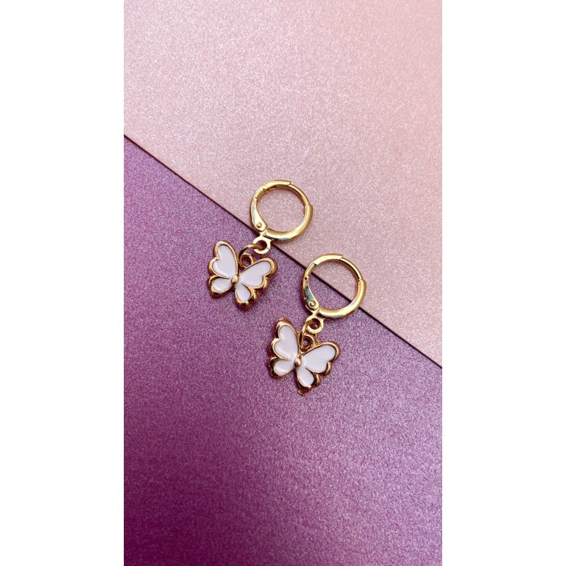 Arete Mariposa blanca #Q15 (1 pieza)