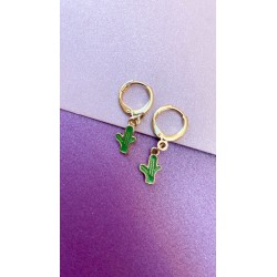 Arete cactus de color #O4 (1 pieza)