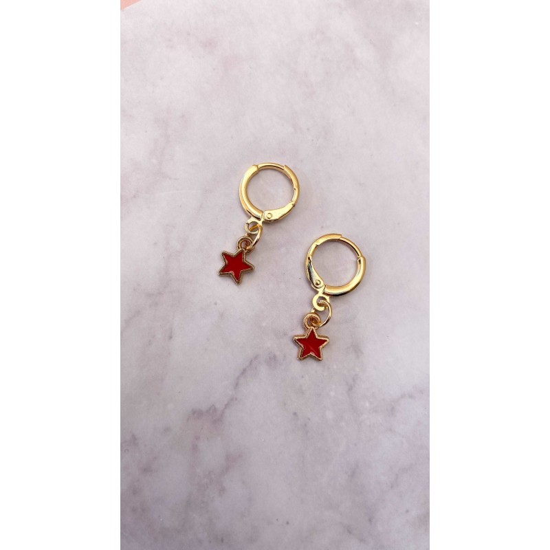 Arete Estrella roja #O13 1 pieza