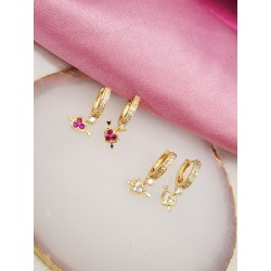 Aretes #86 corazon y flecha zirconia