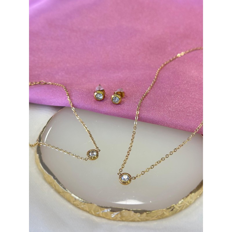 Juego circulo zirconia (aretes, pulsera, collar) #16