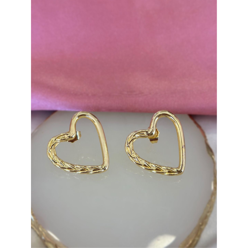 Aretes corazon liso y torsal #C129