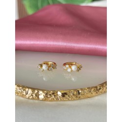 Arracadas perlas con puntos de zirconia #57