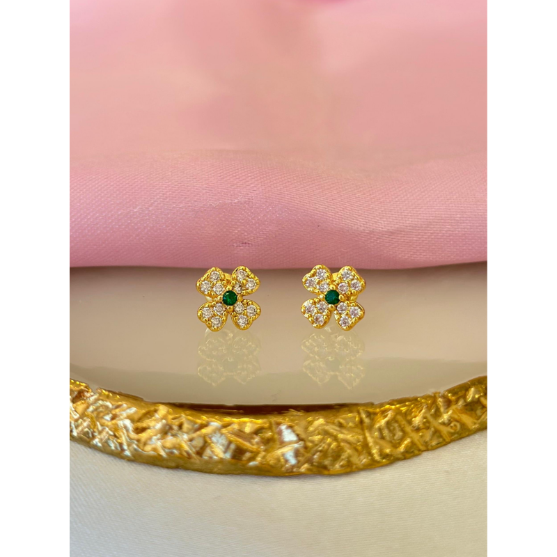 Aretes trebol punto verde #78