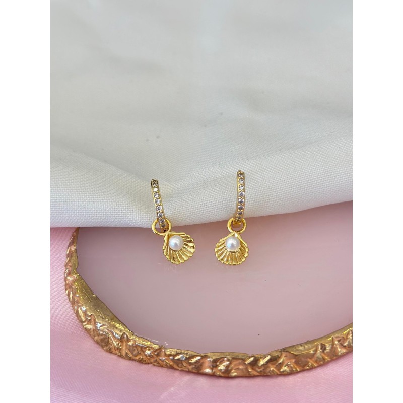 Aretes concha con perla #77