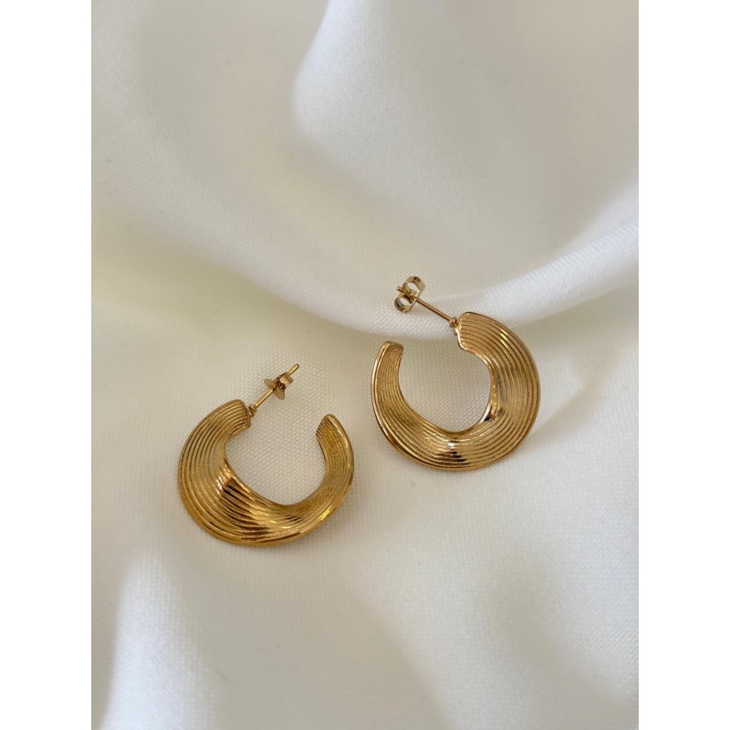 Aretes circulares torcidos rayas #B9