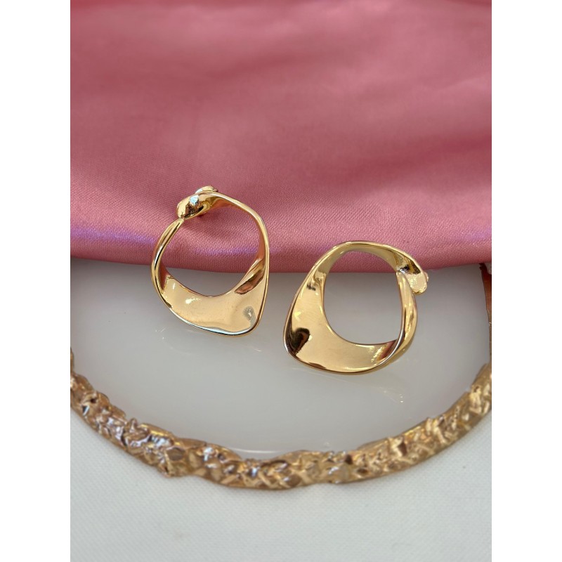 Aretes circulo irregular punta liso #A00