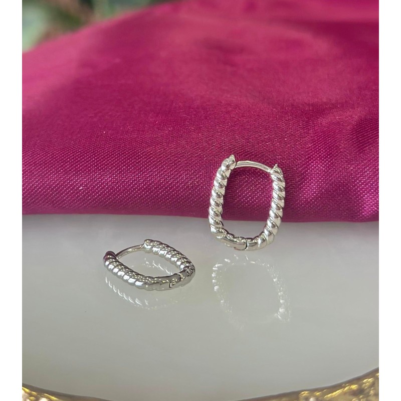 Aretes ovalados plateados torcidos #205C