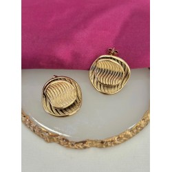 Aretes doble circulo rayas #C127