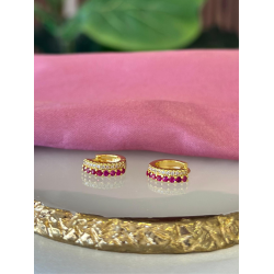 Aretes doble tira zirconia cristal-rosa #71B