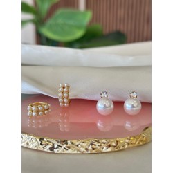 Aretes set perlas lineas #C113