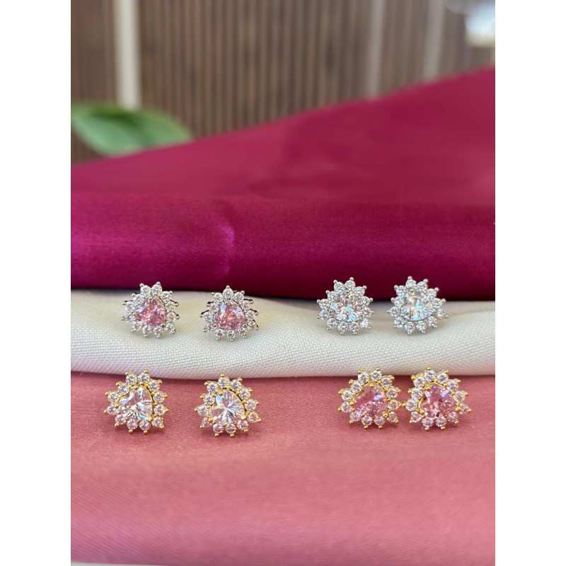 Aretes corazon zirconia alrededor #C99
