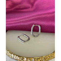 Aretes ovalados lisos plateados #C117