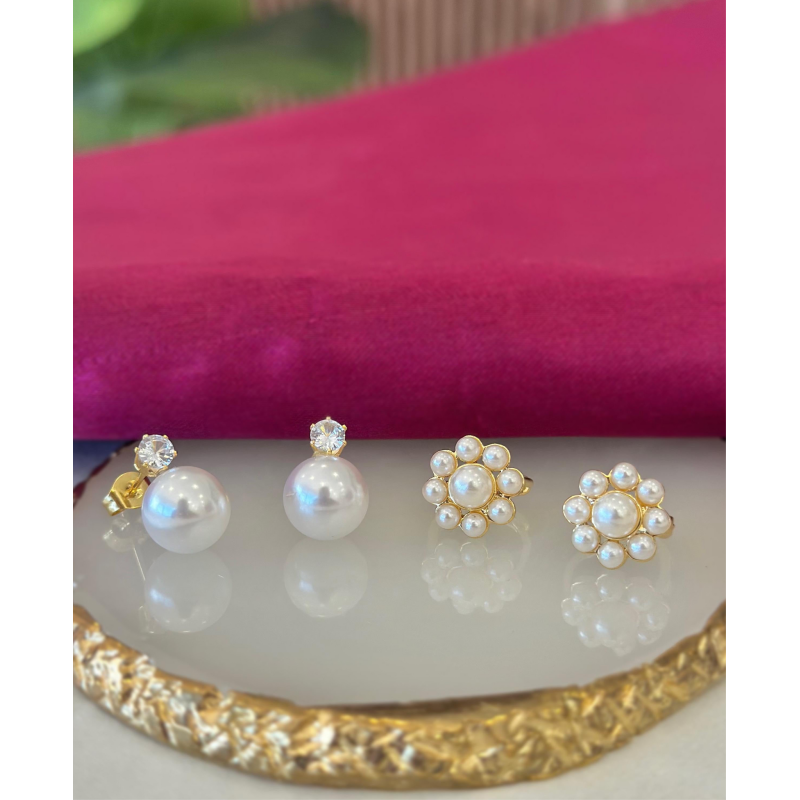 Aretes set perlas alrededor#D3