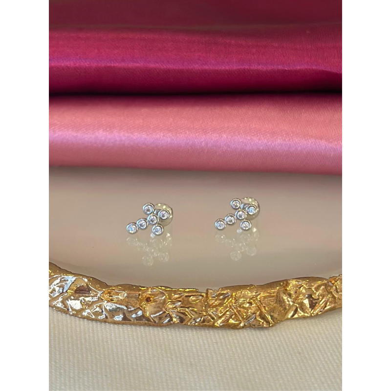 Aretes cruces circulos plateadas zirconia #76