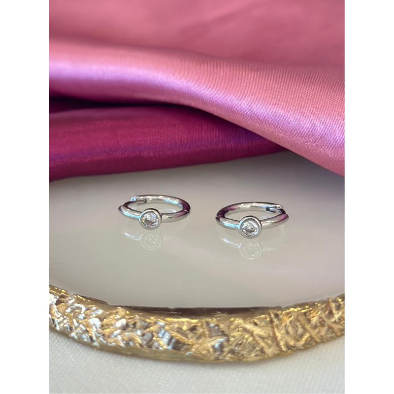 Aretes plateados circulo mini #194