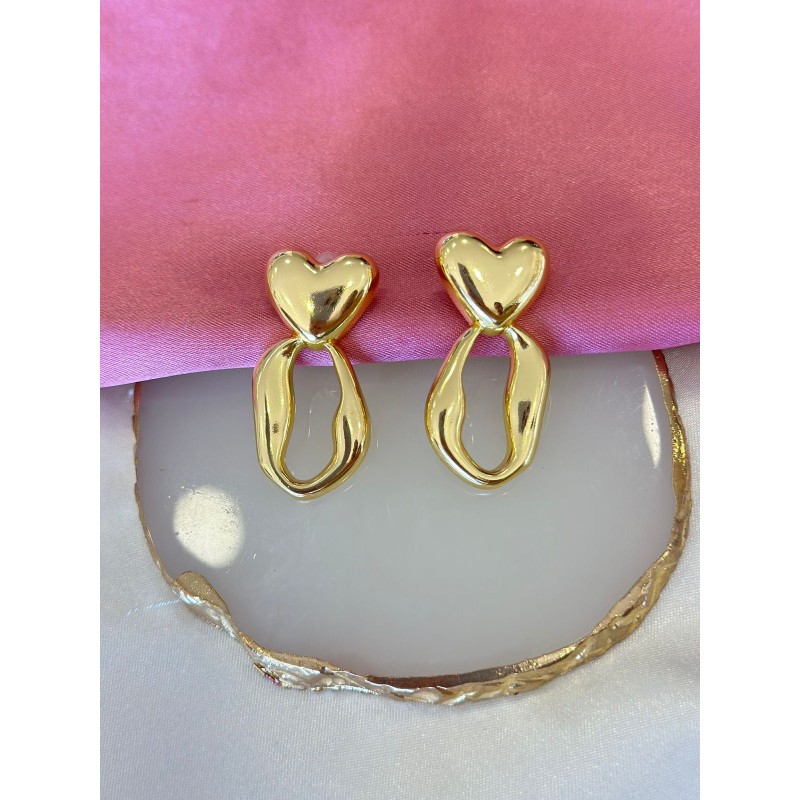 Aretes corazon con circulo ovalado #C121
