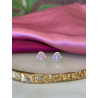 Aretes corazon rosa zirconia plateados #75