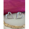 Aretes corazon plateados huecos #C112
