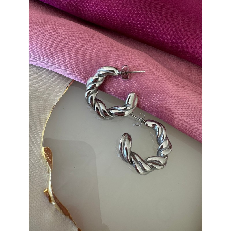 Arracadas torsales plateadas 2.5cm #1.1