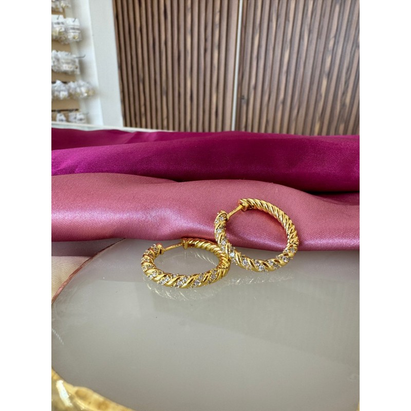 Aretes torsal mitad zirconia grande #C107