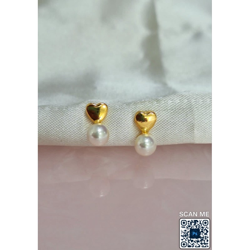 Aretes corazon y perla #82E