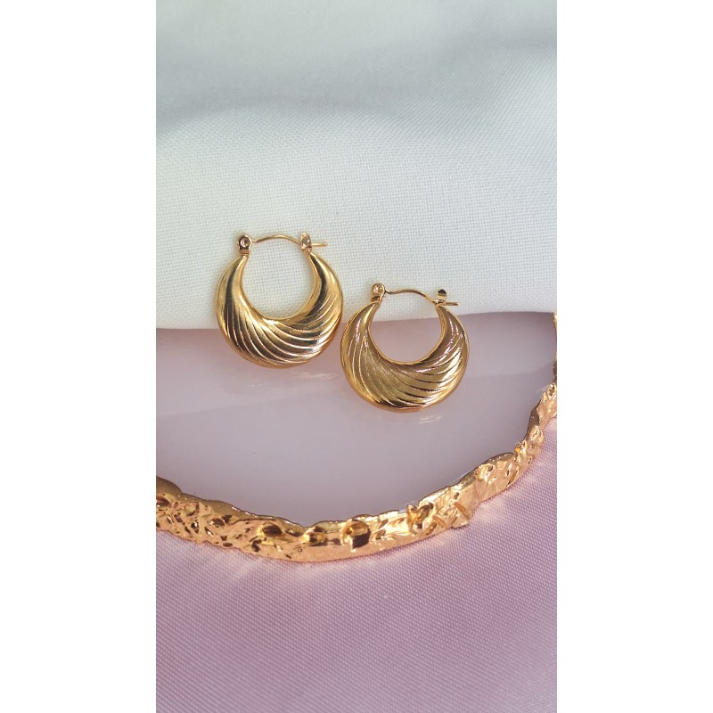 Arracadas curvas con lineas #C106.1