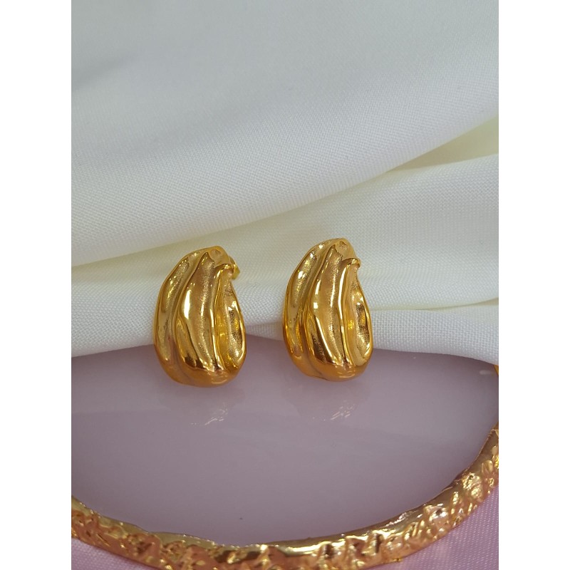 Aretes gota textura corrugada #C99