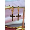 Arracadas cruz negra zirconia colgante #93C