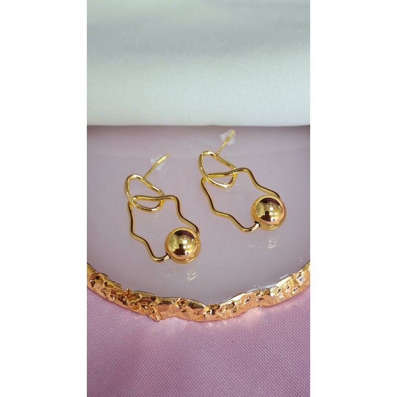 Aretes irregulares bolita colgante #C123