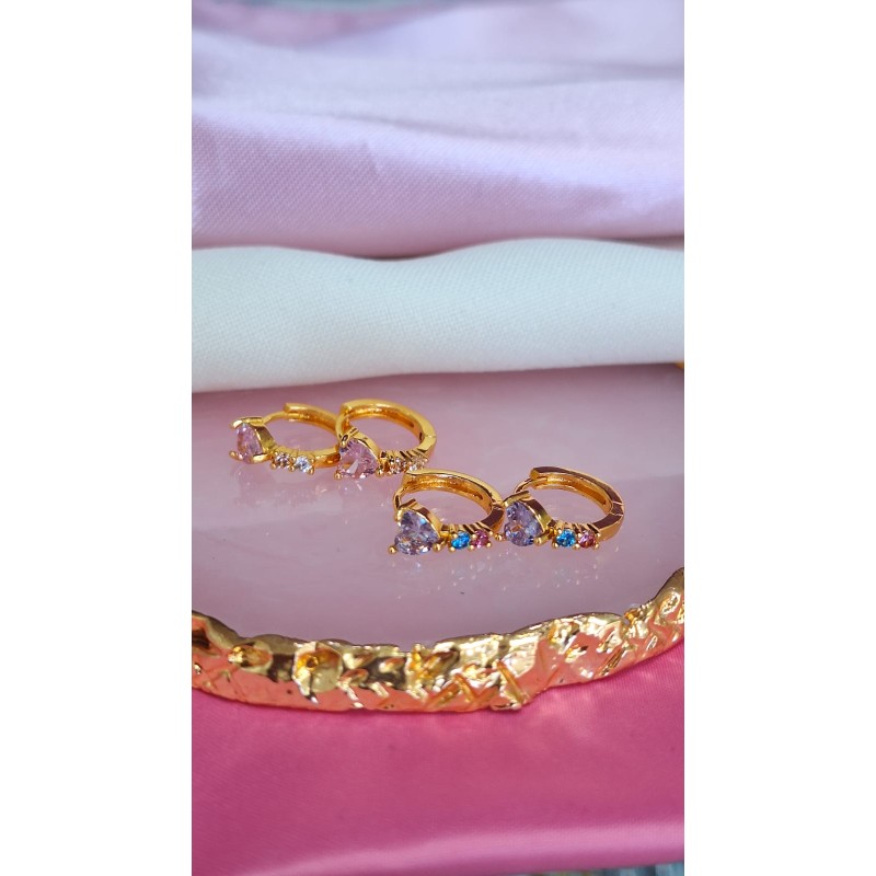 Aretes zirconia corazon superior #17