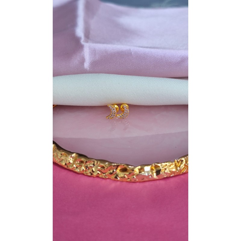 Aretes luna mediana multiples zirconias #C100