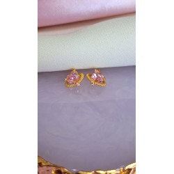 Aretes corazon rosa orbita broquel #134B