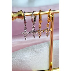 Aretes cruz zirconia colgantes #83E