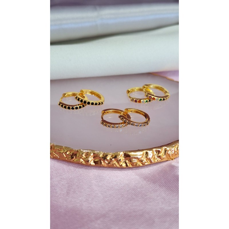 Aretes zirconia cristal/negro/colores #124A