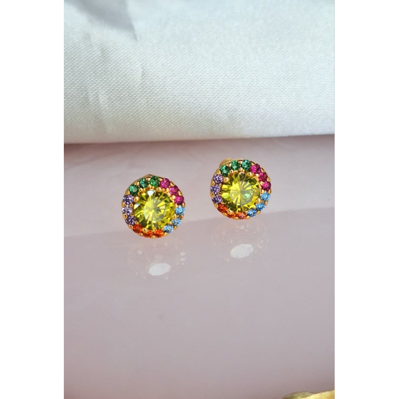 Aretes zirconia verde colores #76