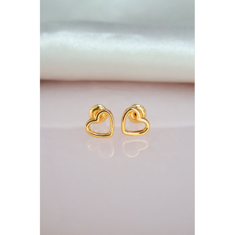 Aretes corazon hueco chico #85B