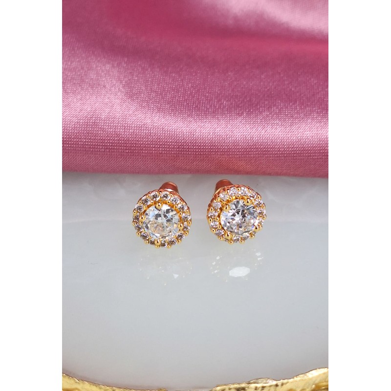 Aretes broquel circulo zirconia alrededor #166B